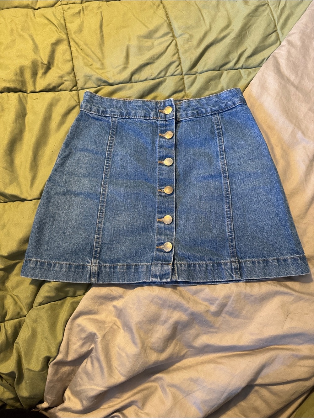 H&M Blue Denim Button-Front Skirt